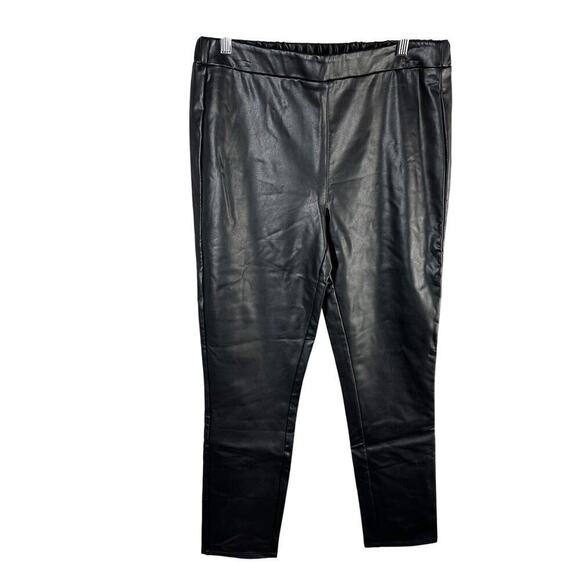 Joe’s Jeans Faux Leather Vegan Korey Leggings Black Size XL Elastic Waist - Picture 1 of 11